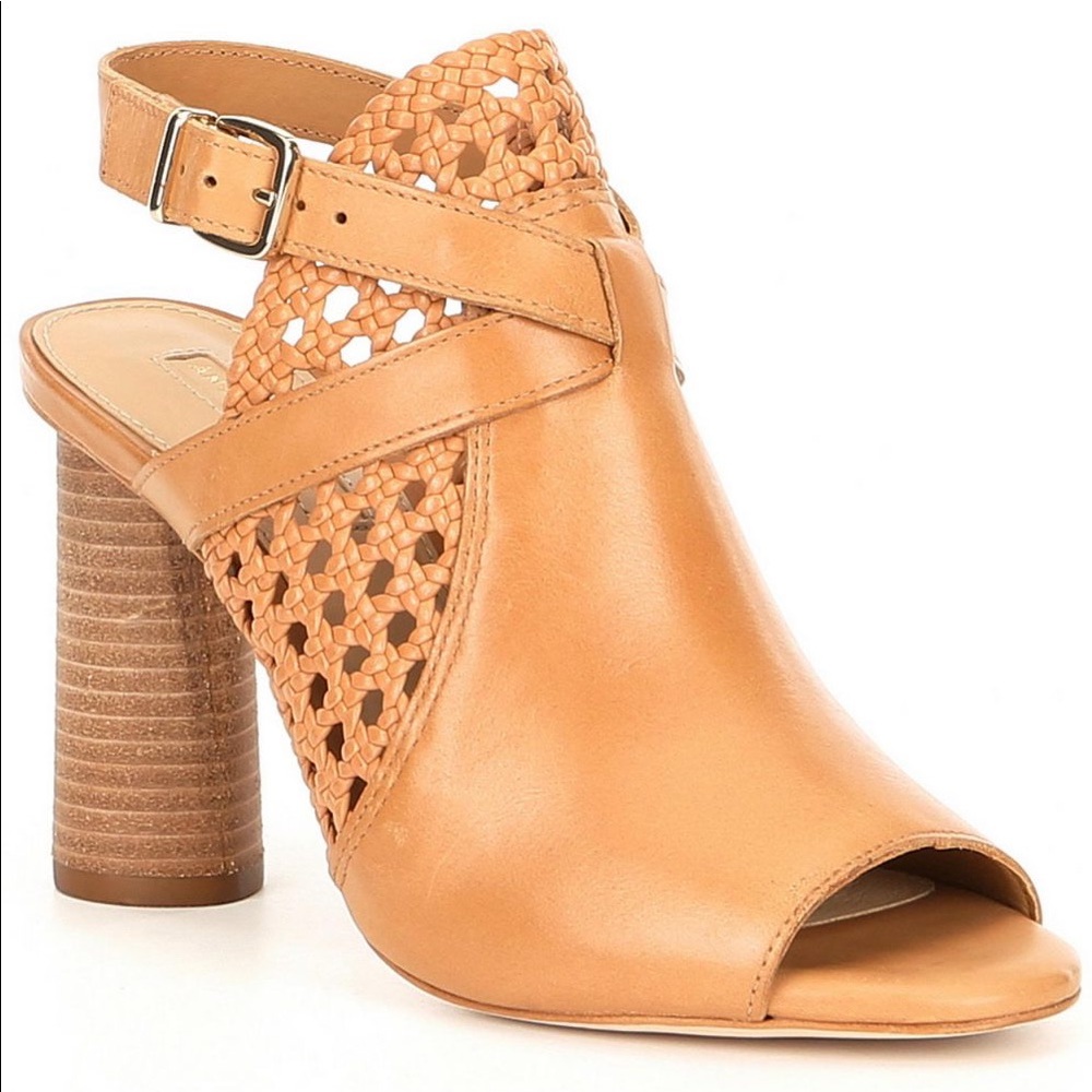 Antonio Melani Lenna Woven Leather Peep Open Toe cylinder heel Shooties size 11